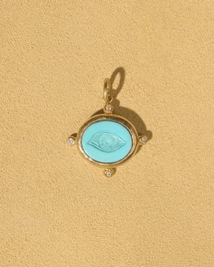 Turquoise Eye - 14k Yellow Gold