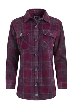 Weird Fish Autumn Check Fleece Shacket Aubergine Size 8