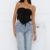 Sweet Berry Strapless Crop Top Black