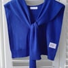 Wool Textured Knit Shawl Scarf - Deep Blue / One Size