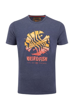 Weird Fish Shatter Front Print Graphic T-Shirt Dark Blue Size XL