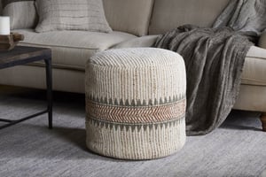 nkuku Zairya Jute & Cotton Tall Pouf | Seating | One Size | Natural & Rust