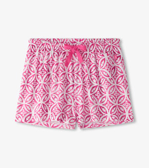 Women's Pink Lotus Polyknit Pajama Shorts