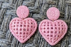Heart Handwoven Iraca Palm Earrings - Soft Pink