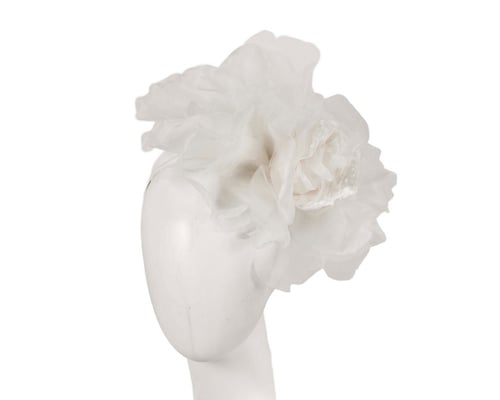Large white silk flower fascinator by Fillies Collection