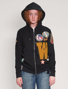 Limited Edition Patched Zip Hoodie in Black