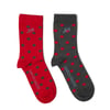 Damson Madder 2 Pack Socks Red / Charcoal Spot