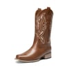 DREAM PAIRS Wide calf Square Toe Embroidered Cowboy Boots