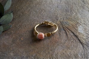nkuku Cerita Rhodochrosite Ring | Gifting | One Size | Rhodochrosite & Gold