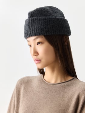 Unisex Cashmere Grandpa Hat - One Size / charcoal / AK0270-75