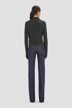Victoria Beckham Zip Jumper In Ore Melange - XL - Womens