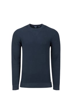 Weird Fish Easton Waffle Crew Neck Jumper Navy Size XL