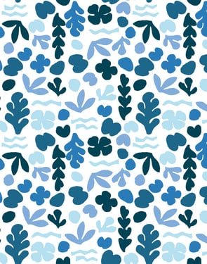 Small Sea Garden' Wallpaper by Tea Collection - Blue - Traditional / 27 in. x 27 ft.