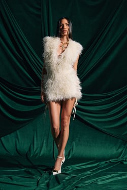AKIRA Call Me Crazy Fur Mini Dress | Size 1X