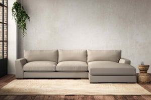 nkuku Guddu Large Right Hand Chaise Sofa | Make To Order | Recycled Cotton Stone | No Colour