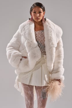 AKIRA Elixir Paneled Faux Fur | White | Size 1X
