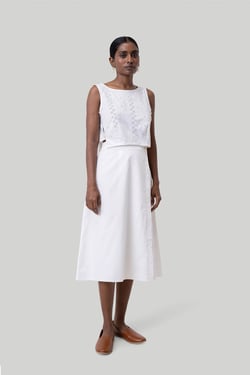 Overlap Midi Skirt in White - Coconut White / M