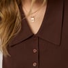 Brown Collar Detail Knitted Top