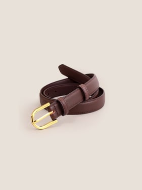 Premium Cowhide Belt With Retro Electroplated Alloy Buckle - Coffee / One Size