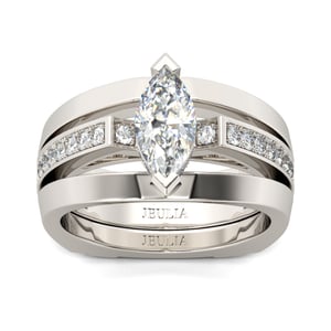 Jeulia Simple Marquise Cut Sterling Silver Ring Set