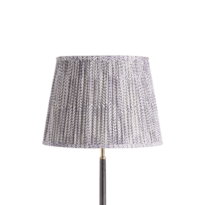 40cm straight empire shade in navy & white wonky chev block printed cotton