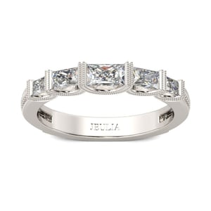 Jeulia Milgrain Radiant Cut Sterling Silver Women's Band