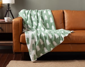 QE Home Chenille Jacquard Throw in Silent Pines, Seasonal, Green