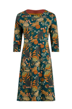 Weird Fish Starshine Printed Jersey Dress Deep Teal Size 8