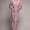 Goddiva Plunge V-Neck Sequin Maxi - Blush
