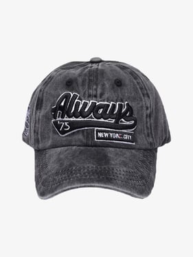 Thesupermade Vintage Embroidered Denim Washed Baseball Cap - Dark Grey / One Size