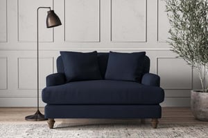 nkuku Deni Love Seat | Make To Order | Brera Linen Indigo | No Colour