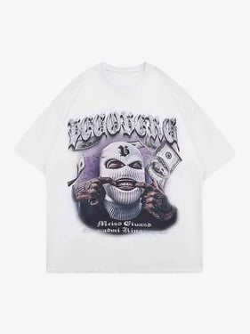 Thesupermade Masked Gangster Portrait Printed T-Shirt-1533 - White / XL