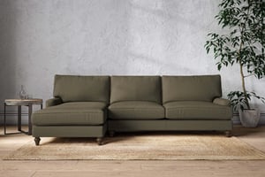 nkuku Marri Left Hand Chaise Sofa | Make To Order | Grand | Recycled Cotton Moss