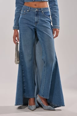 AKIRA Shake It Off Denim Pant With Skirt Attached | Size 2X
