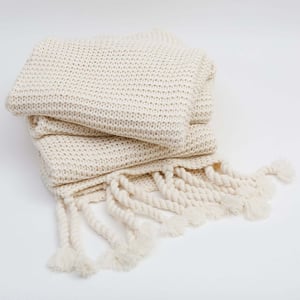 Trestles Oversized Throw Blanket   Antique White