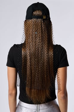 AKIRA Proud Of Me Rhinestone Snapback | Black Hat