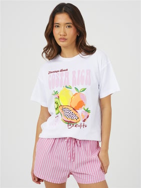 Brave Soul Stripe Shorts - Pink - XS