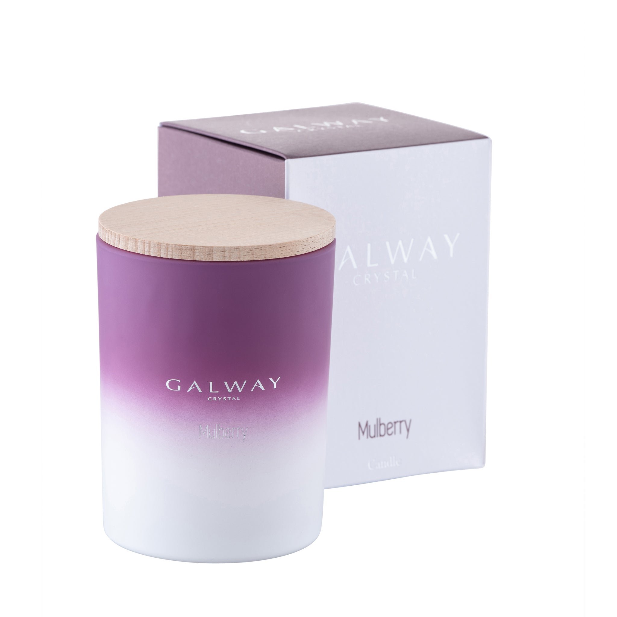 Galway Crystal Mulberry Wooden Lid Jar Candle Large