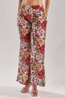 AKIRA Enchanted Garden Floral Embroidered Tulle Pants | Size 2X