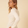 White High Neck Ribbed Knitted Top