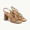 Beige Suede Strappy Block Heels