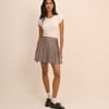 Pink and Grey Check Wrap Mini Skirt