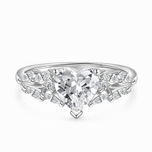 Jeulia Vintage Leaf Heart Engagement Ring Sterling Silver