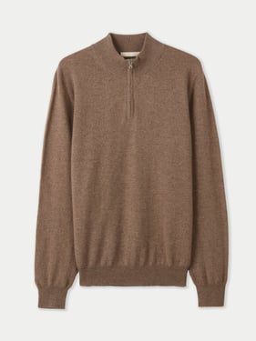 Organic Color Essential Half-Zip Cashmere Sweater - 3XL / Beige / MK07-57