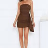 Soul Searching Strapless Mini Dress Brown