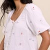 White Embroidered Scoop Neck Edris Blouse