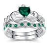 Jeulia Heart Cut Sterling Silver Claddagh Ring Set