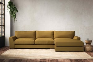 nkuku Guddu Large Right Hand Chaise Sofa | Make To Order | Recycled Cotton Ochre | No Colour