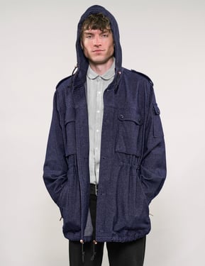 IMMORTAL Hooded Parka in Navy Micro Dot