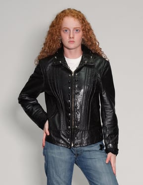 Huge Dome Studded Leather Bike Chick Jacket